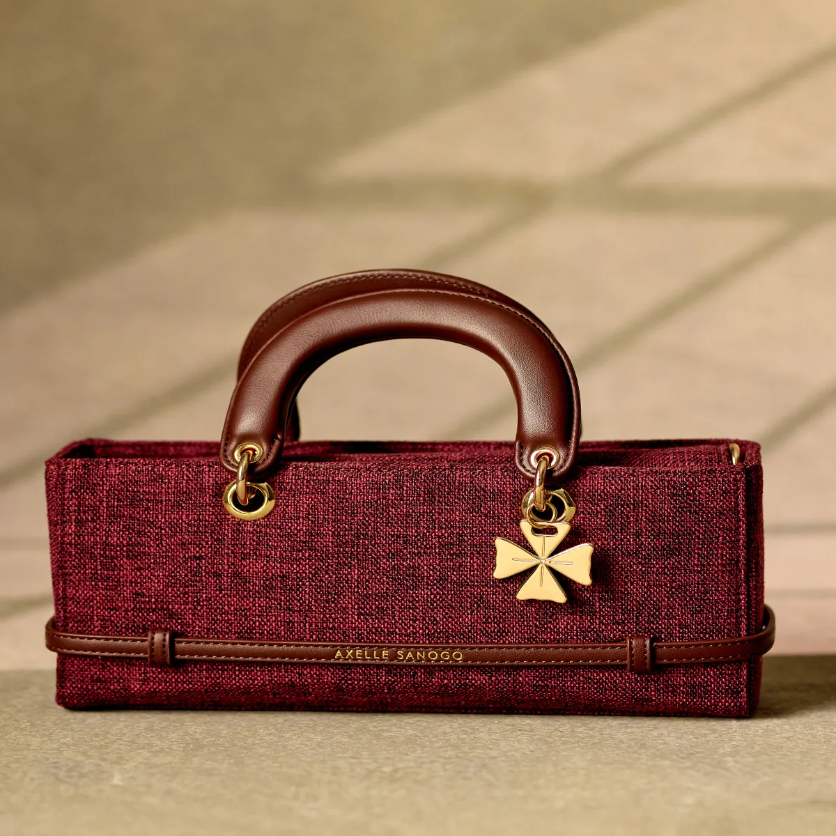 Dounia ROUGE BORDEAUX cuir lisse et toile